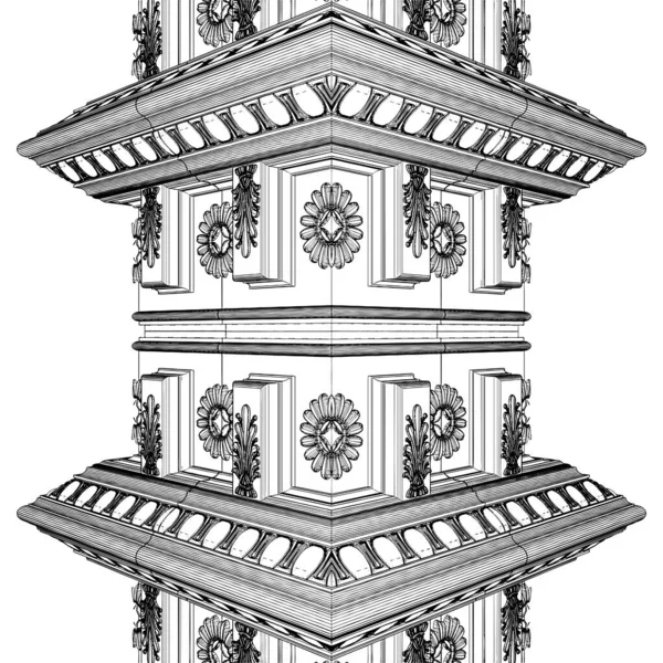 Starožitný Pilíř Vektor05 Ilustrace Izolovaná Bílém Pozadí Klasický Pilíř Pylon — Stockový vektor
