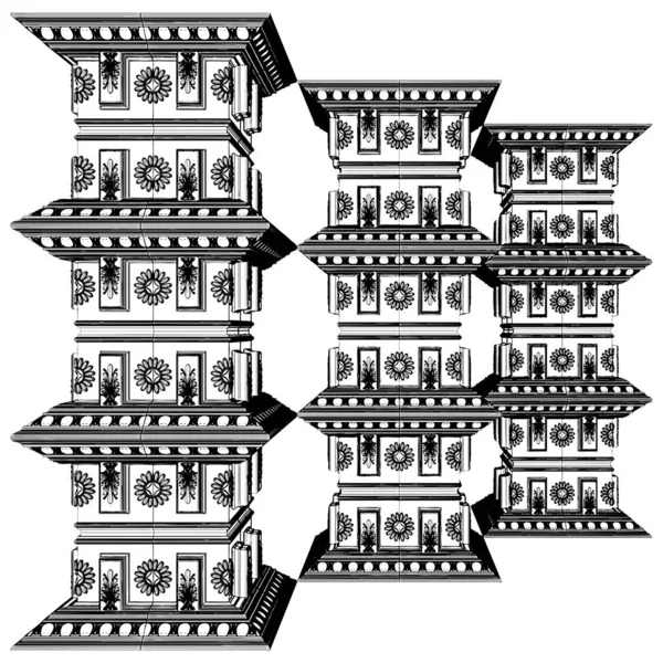 星の王子様05 白を基調としたイラスト クラシックパイロンピラーテクスチャパターンの背景 — ストックベクタ