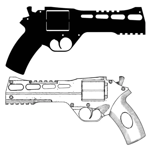 Revolver Vector Illustration Isolée Sur Fond Blanc Illustration Vectorielle Dauphins — Image vectorielle