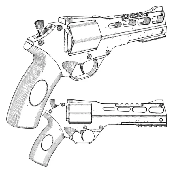 Револьвер Vector Ілюстровано Білому Тлі Векторна Ілюстрація Про Дельфінів Які — стоковий вектор