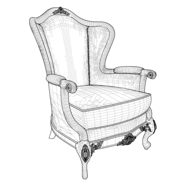 アンティークアームチェアベクトル 白を基調としたイラスト 古典的な肘掛け椅子の背景のベクトルイラスト — ストックベクタ