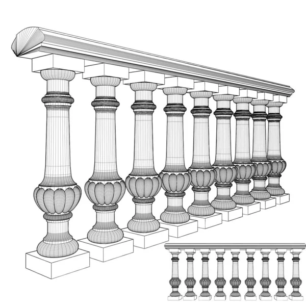 Baluster Railing Vector Illustration Isoliert Auf Weißem Hintergrund Eine Vektor — Stockvektor