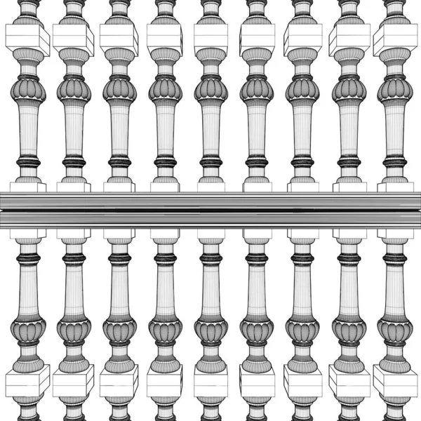 Baluster Railing Vector Illustration Isolerad Vit Bakgrund Vektor Illustration Balustrade — Stock vektor