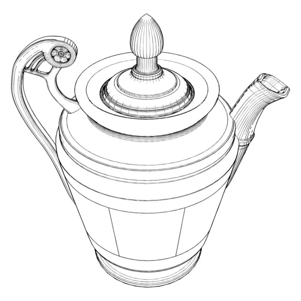 Teekanne Vektor Vorhanden Illustration Isoliert Auf Weißem Hintergrund Eine Vektor — Stockvektor