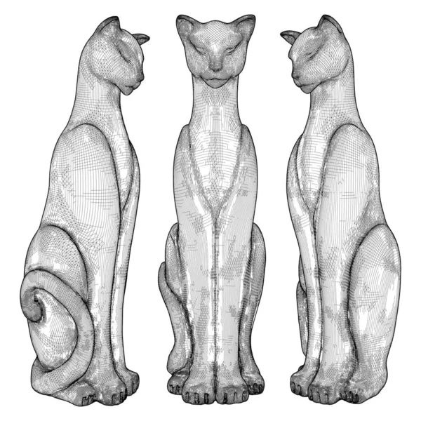 Drei Katzen Vektor Illustration Isoliert Auf Weißem Hintergrund Eine Vektor — Stockvektor