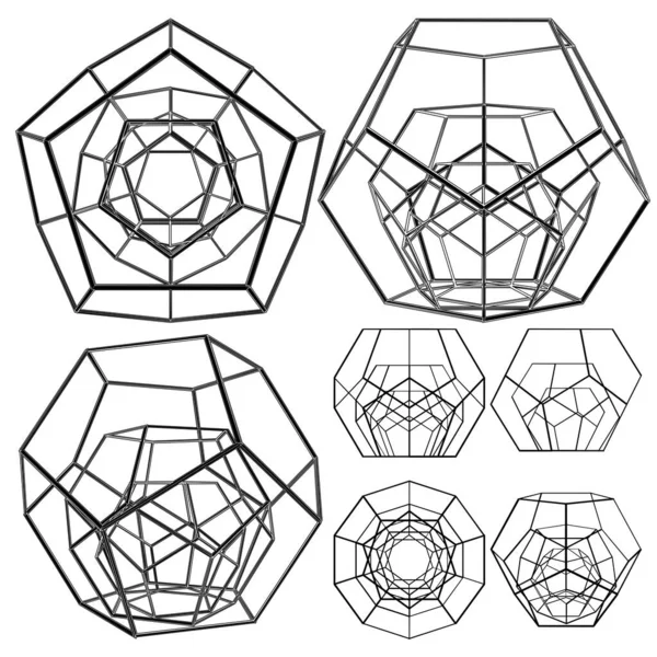 ドデカヘドロンビッグからスモールシェイプベクトル 白を基調としたイラスト 幾何学的形状のベクトルイラスト — ストックベクタ