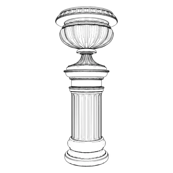 Vettore Antico Vaso Vaso Fiori Illustrazione Isolata Sfondo Bianco Una — Vettoriale Stock