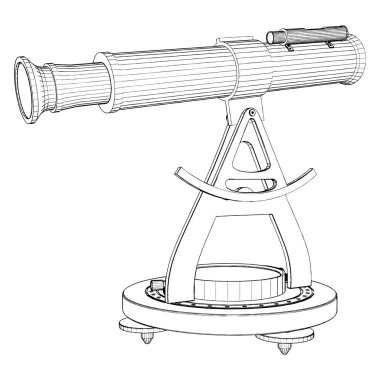 Theodolite Vektörü. Beyaz arka planda izole edilmiş bir resim. Theodolite 'in Vektör İllüstrasyonu.
