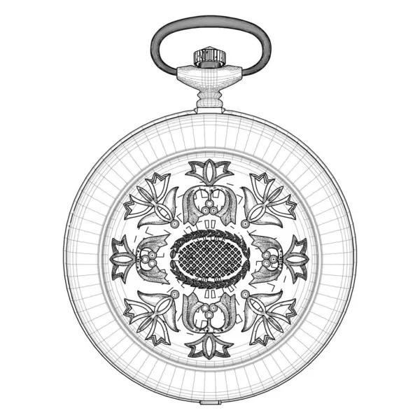 Vector Reloj Bolsillo Aislado Sobre Fondo Blanco Una Ilustración Vectorial — Archivo Imágenes Vectoriales