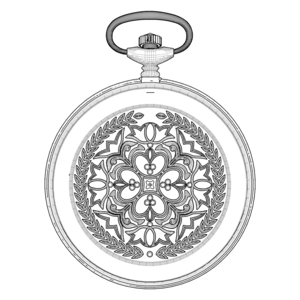 Кишеньковий Годинник Вектор Ізольовані Білому Тлі Векторні Ілюстрації Кишенькового Годинника — стоковий вектор