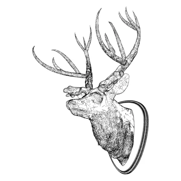 Tête Cerf Avec Vecteur Bois Isolé Sur Fond Blanc Illustration — Image vectorielle