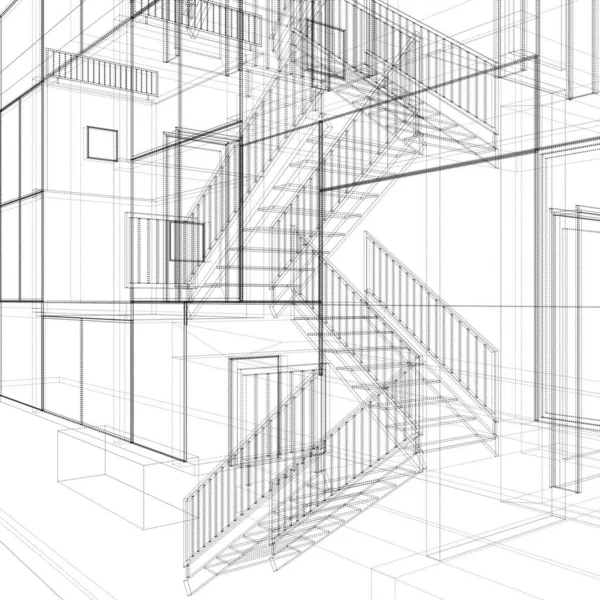 抽象的な階段ベクトル 現代の階段 ホワイトバックグラウンドでイラスト化 A階段のベクターイラスト — ストックベクタ