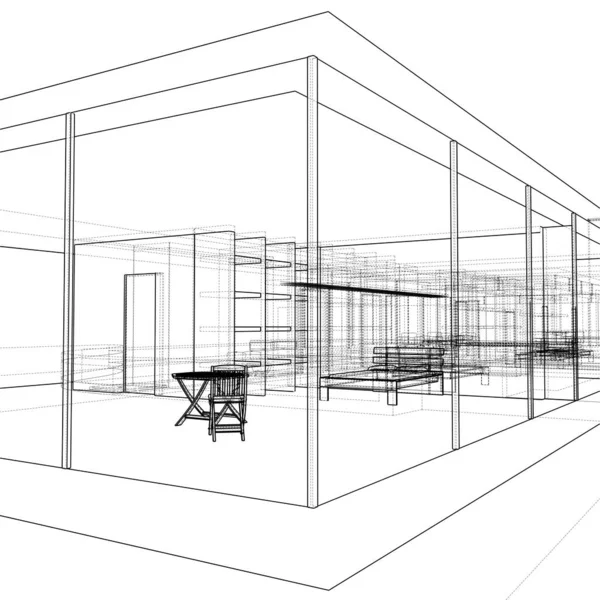 Modern Residential Building House Vector Modernes Einfamilienhaus Illustration Isoliert Auf — Stockvektor