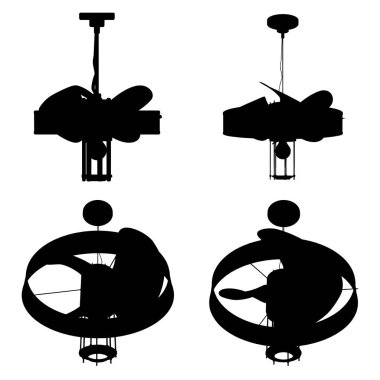 Pervaneli Parlak Avize. Beyaz arka planda izole edilmiş bir resim. Bir Mühür 'ün vektör çizimi.