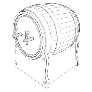Küçük Fıçı Fıçı Vektörü. Beyaz arka planda izole edilmiş bir resim. Bir varilin vektör illüstrasyonu.