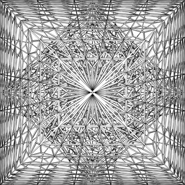 Soyut İnşaat Yapı Vektörü. Piramit Mimarisinin Vektör İllüstrasyonu. Kavram - modern mimari ve tasarım.