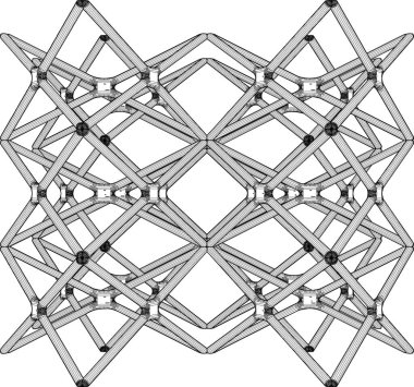 Soyut İnşaat Yapı Vektörü. Beyaz Arkaplanda İzole Edilmiş Mimari Yapının Vektör İllüstrasyonu. Kavram - modern mimari ve tasarım.
