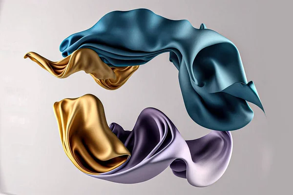 Flying Fabric Dynamic Cloth Abstract Scarf Movement Rendering Rechtenvrije Stockfoto's