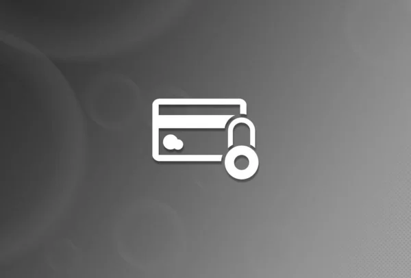 Ikona Bezpieczeństwa Karty Kredytowej Czarno Białym Tle Abstrakcyjny Ilustracja — Zdjęcie stockowe
