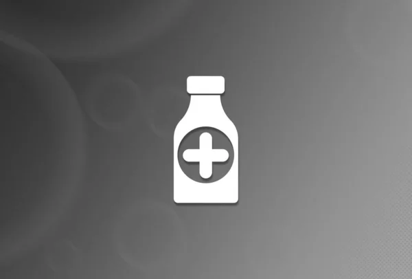 Значок Бутылки Таблетками Черно Белом Фоне Абстрактная Иллюстрация — стоковое фото