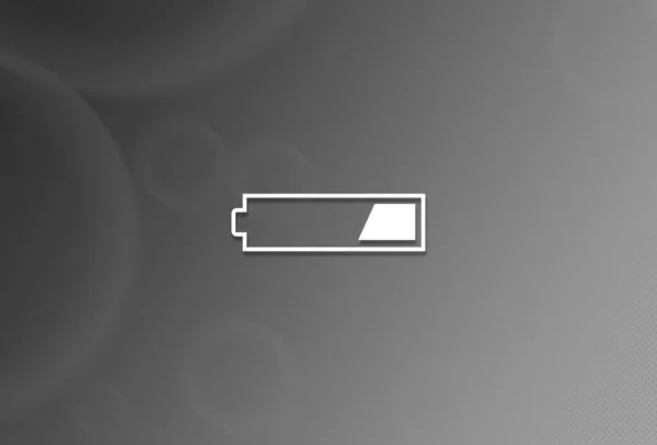 黒と白の背景に3番目の帯電したバッテリーアイコン抽象的なイラスト — ストック写真