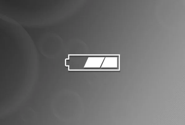 黒と白の背景の抽象的なイラスト上の2番目の帯電したバッテリーアイコン — ストック写真