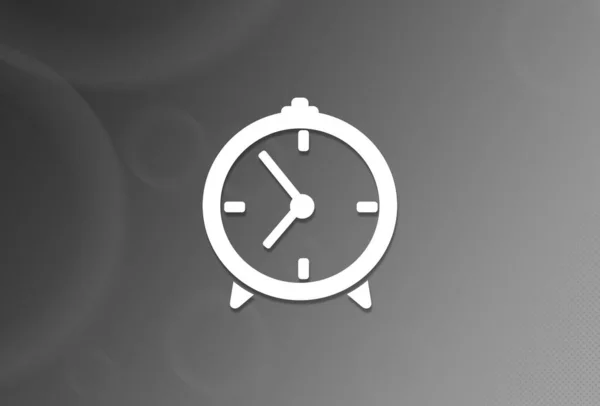 Ícone Relógio Sobre Fundo Preto Branco Ilustração Abstrata — Fotografia de Stock