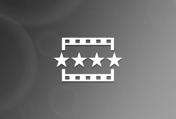 Film Vélemények Ikon Fekete Fehér Háttér Elvont Illusztráció — Stock Fotó
