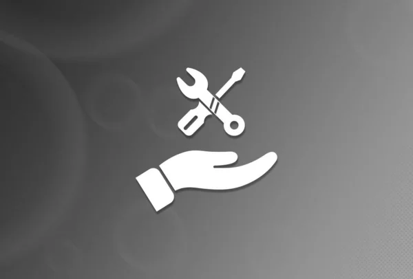 Hand Reparation Ikon Svart Och Vitt Bakgrund Abstrakt Illustration — Stockfoto