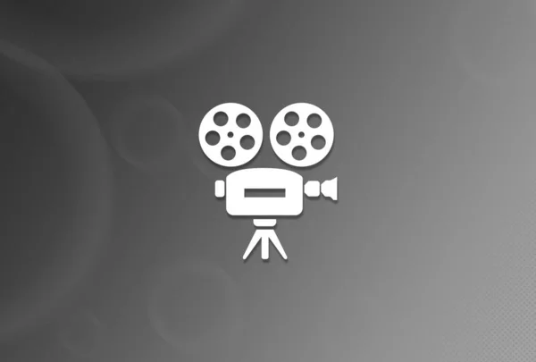 Иконка Видеокамеры Черно Белом Фоне — стоковое фото