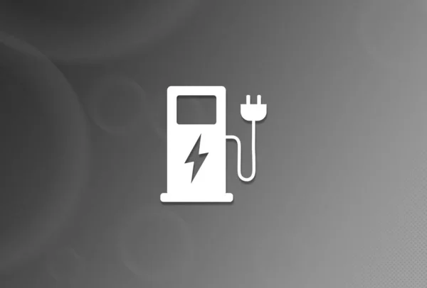 Elektrische Voertuig Oplaadstation Pictogram Zwart Wit Achtergrond Abstracte Illustratie — Stockfoto