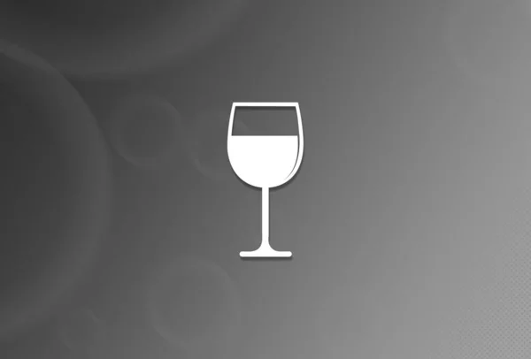 黒と白の背景にワイングラスのアイコン抽象的なイラスト — ストック写真