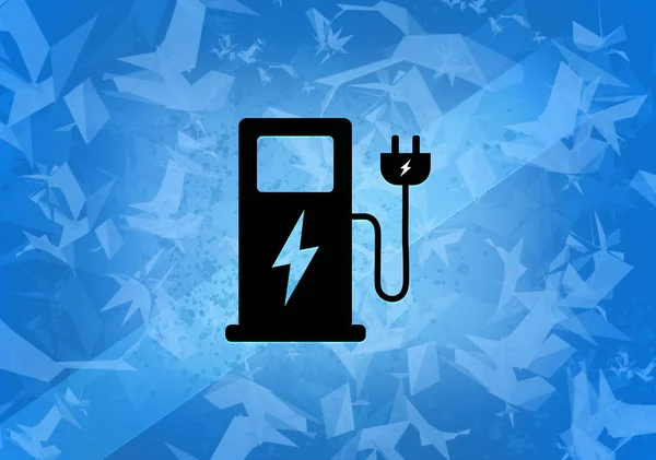 Electric Vehicle Charging Station Aesthetic Abstract Icon Blue Background Illustration — Stock Photo, Image