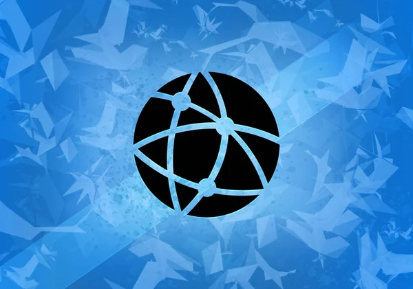 Globalna Technologia Lub Sieć Społeczna Estetyczna Abstrakcyjna Ikona Niebieskim Tle — Zdjęcie stockowe