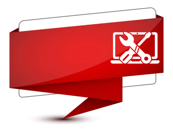 Naprawa Ikona Komputera Izolowane Eleganckim Czerwonym Tagu Znak Abstrakcyjny Ilustracja — Zdjęcie stockowe
