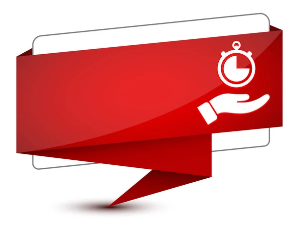 Ręczny Stoper Ikona Izolowane Eleganckim Czerwonym Tagu Znak Abstrakcyjny Ilustracja — Zdjęcie stockowe