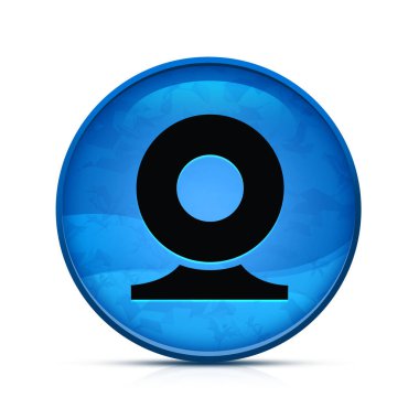 Klas sıçrama üzerine kamera simgesi mavi yuvarlak düğme