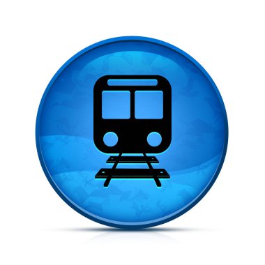 Klasik sıçrama üzerine tren simgesi mavi yuvarlak düğme