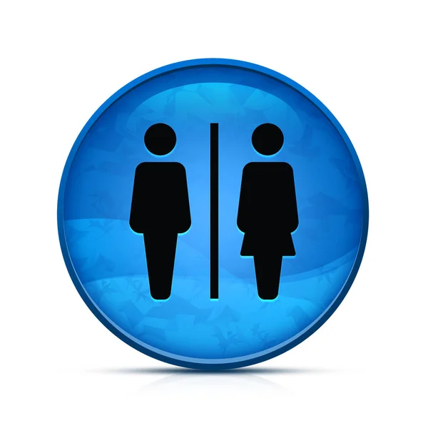 Піктограма Значка Вбиральні Класні Сплески Синьої Круглої Кнопки — стокове фото