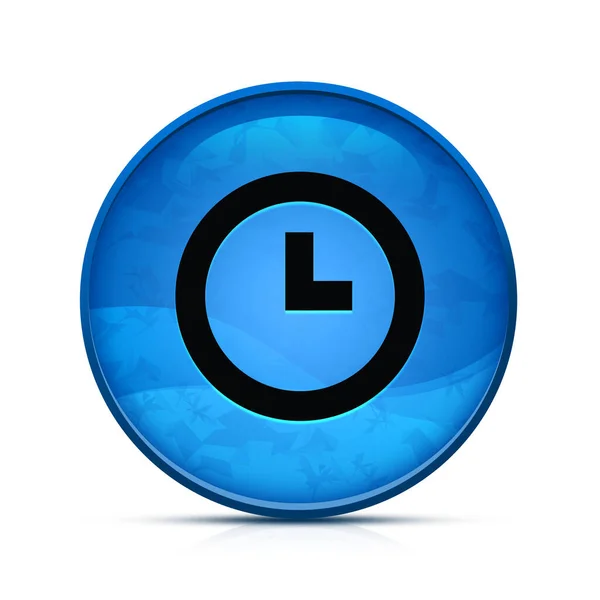 上品なスプラッシュブルーラウンドボタン上の時計アイコン — ストック写真