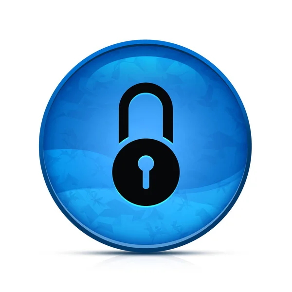 漂亮的水花蓝色圆形按钮上的锁图标 — 图库照片