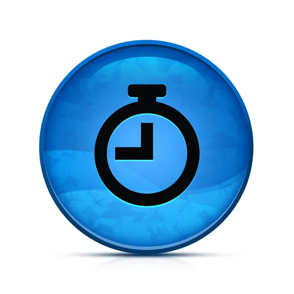 上品なスプラッシュブルーラウンドボタンのタイマーアイコン — ストック写真