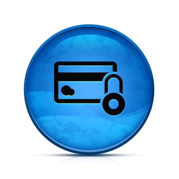 Sicherheitssymbol Für Kreditkarten Auf Edlem Blauen Runden Knopf — Stockfoto