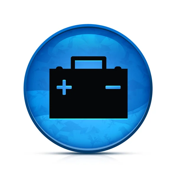 Ikona Akumulatora Samochodowego Klasycznym Niebieskim Okrągłym Przycisku — Zdjęcie stockowe