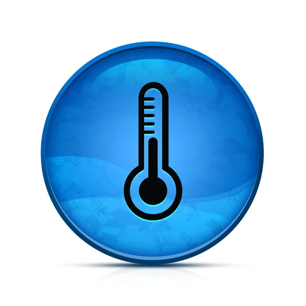 上品なスプラッシュブルーラウンドボタンの温度計アイコン — ストック写真