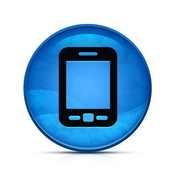 上品なスプラッシュブルーラウンドボタン上のモバイルアイコン — ストック写真