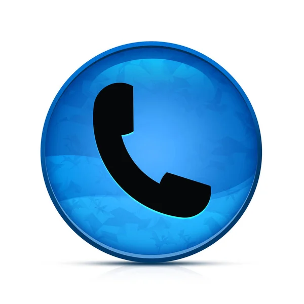 雅致的水花蓝色圆形按钮上的电话图标 — 图库照片