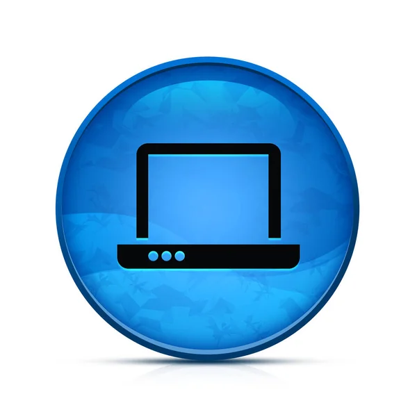 Ícone Laptop Botão Redondo Azul Respingo Elegante — Fotografia de Stock