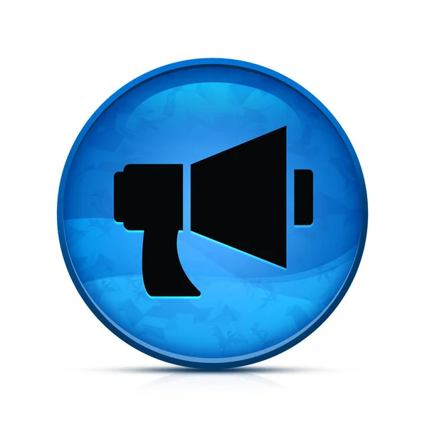 雅致的水花蓝色圆形按钮上的Magaphone图标 — 图库照片