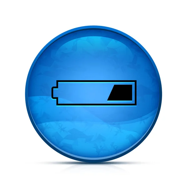 洗練されたスプラッシュブルーラウンドボタン上の3番目の充電バッテリーアイコン — ストック写真